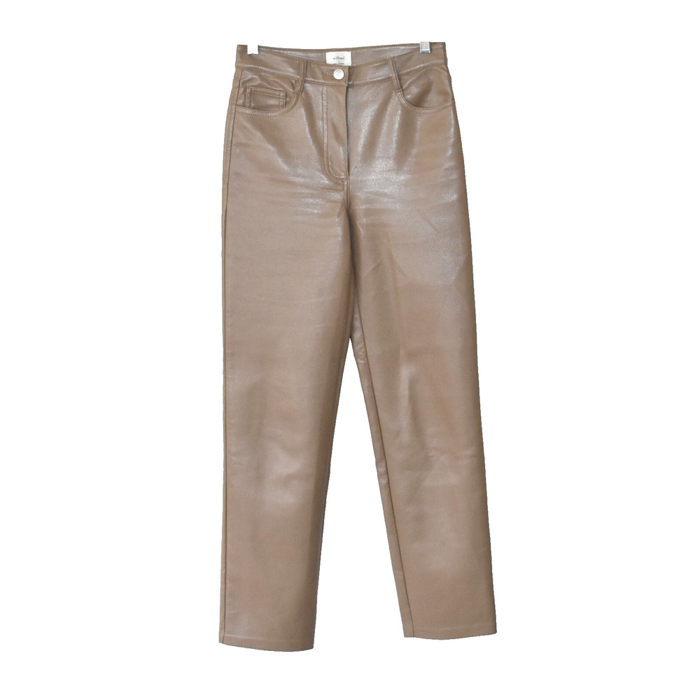 A6 NWOT WILFRED Melina Tan High Waisted Faux Leather Jean Pants Size 0